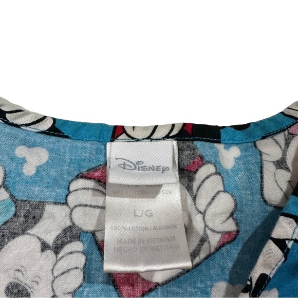 Disney Mickey & Minnie Mouse Print Women Blue V-Neck Short Sleeve Scrub Top Sz L - Picture 16 of 16